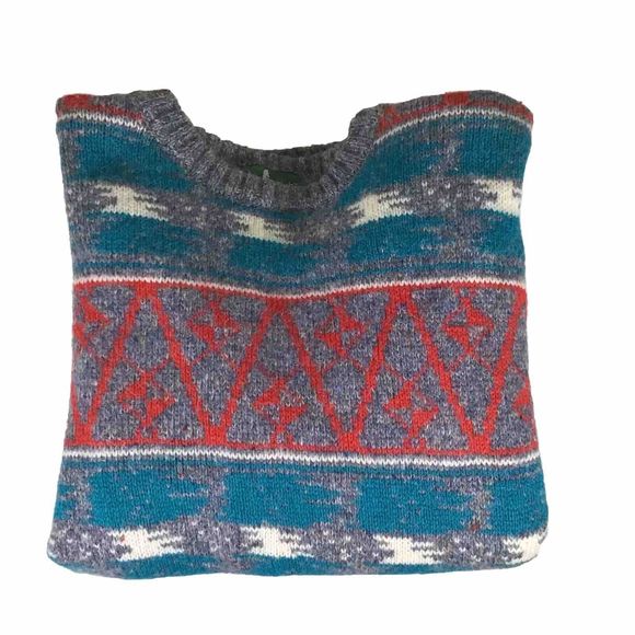 Hunt Club VTG Men Wool Blend Multicolor Aztec Style Pullover Sweater Sz L 42-44 - Picture 1 of 16